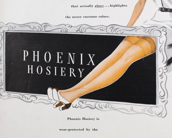 1950s Phoenix Hosiery Advertisement from Milwaukee, WI | UNFRAMED Vintage Advertising Page | Women's 1950s Fashion Ad