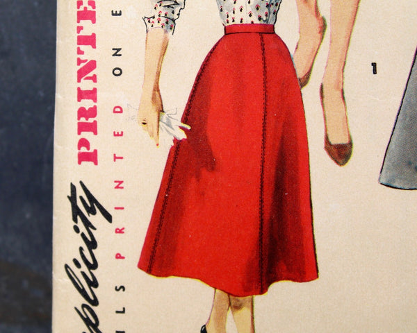 1954 Simplicity #4850 Women's Skirt Pattern | Waist 36", Hip 45" |  Cut, Complete Pattern | Vintage Simplicity Pattern
