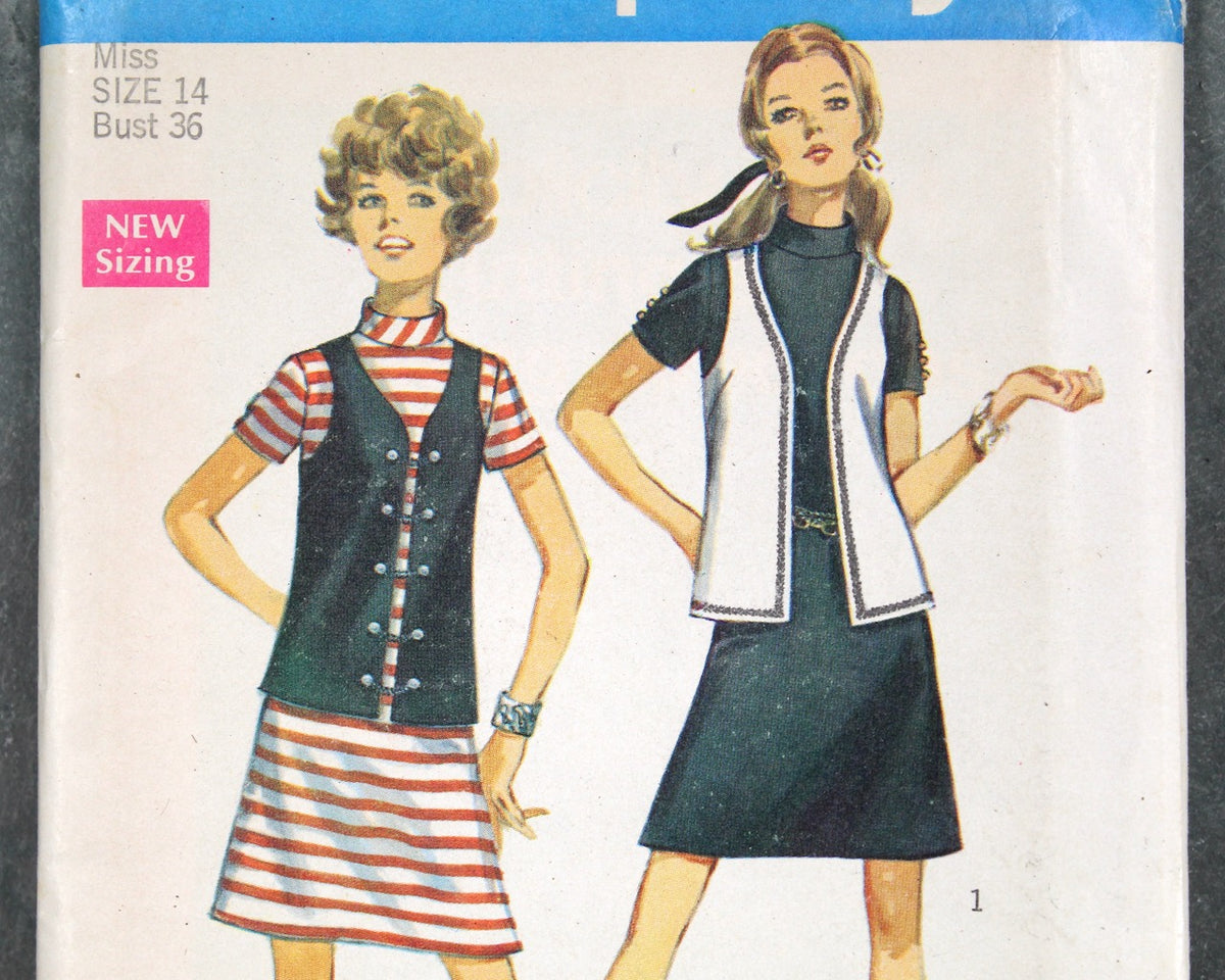 1969 Simplicity #8334 Dress Pattern, Size 14/Bust 36