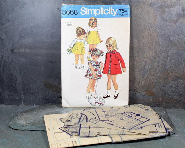 1969 Simplicity #8668 Toddler Girls Size 2 Dress Pattern | Cut, Complete Pattern