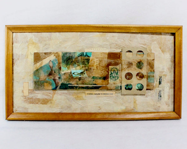 Original Mixed Media Collage - "Hidden Nature is Secret God" - Original Signed Art - Nature - Deer - Forest