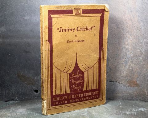 RARE! Jiminy Cricket: A Comedy in Three Acts by David Duncan, 1941 Theatrical Play published by Walter H. Baker Company