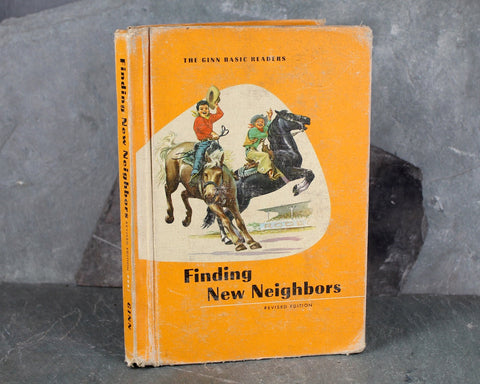 Finding New Neighbors | 1961 Vintage Schoolbook | Beautiful Full-Color Mid-Century Art | Ginn Basic Readers