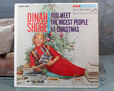1957 Dinah Shore 45 Vinyl Christmas Record | You Meet the Nicest People at Christmas | Vintage Vinyl | EPA-4119