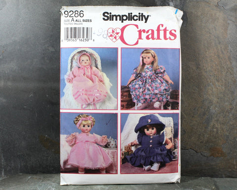 Simplicity #9286 Large Doll Clothes Pattern | 1994 | UNCUT and Factory Folded | Vintage Sewing Pattern for Large & Baby Dolls