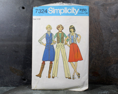 1975 Simplicity #7324 Mod Fashion Pattern | Size 11/12 | Cut Pattern
