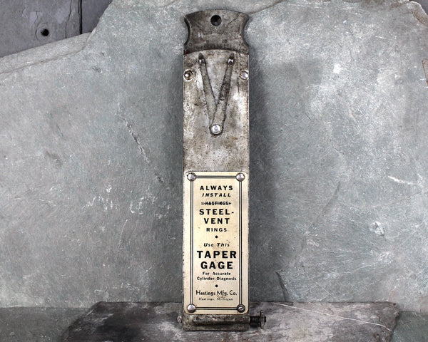 Vintage Garage Tool | Hastings Taper Gage | Hating Steel Vent Rings Gage | Cylinder Diagnosis | Vintage Advertising