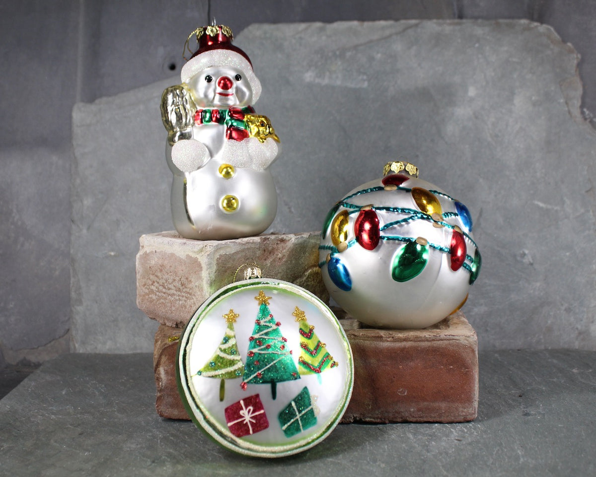 Glass Christmas Ornaments, Circa 1980s - Set of 3 Vintage