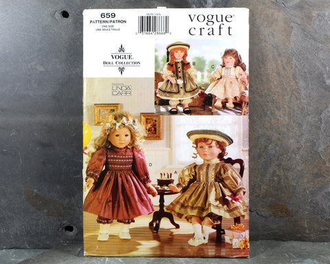 Vogue Craft #659 18" Doll Victorian Party Dress Pattern | 1998 | UNCUT & Factory Folded | Vintage Sewing Pattern for American Girl Dolls