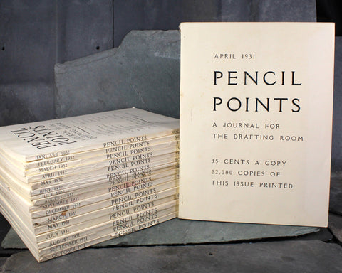 RARE! Pencil Points: A Journal for the Drafting Room | 17 Issues, 1931-1932 | Art Deco Architecture Magazine | 1930s Pencil Points