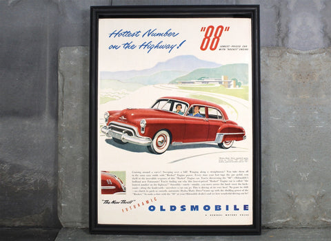 1949 Vintage Oldsmobile 88 Advertisement | UNFRAMED Vintage Advertising Page | 1949 Vintage Car Ad | Pillsbury Pancake Mix 1949 Ad