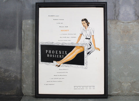 1950s Phoenix Hosiery Advertisement from Milwaukee, WI | UNFRAMED Vintage Advertising Page | Women's 1950s Fashion Ad