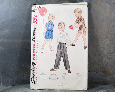 1952 Simplicity #4166 Toddler Boys Size 2 Outfit Pattern | Cut, Complete Pattern