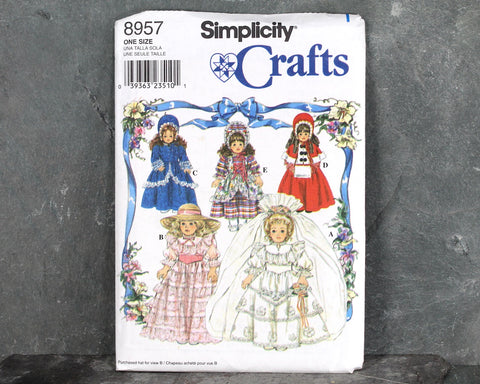 Simplicity Crafts #8957 16" &18" Doll Dress Pattern | 1993 | UNCUT and Factory Folded | Vintage Sewing Pattern for American Girl Dolls