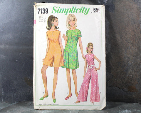 1967 Simplicity #7139 Culottes Pattern | Size 12/Bust 32" | COMPLETE Cut Pattern in Original Envelope