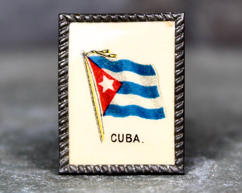 1890s Sweet Carporal Premium | Folding Frame Cuba with Cuban Flag | Lapel Pin | Square Pin