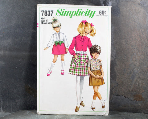 1968 Simplicity #7837 Toddler Girls Size 10 Separates Pattern | Cut, Complete Pattern