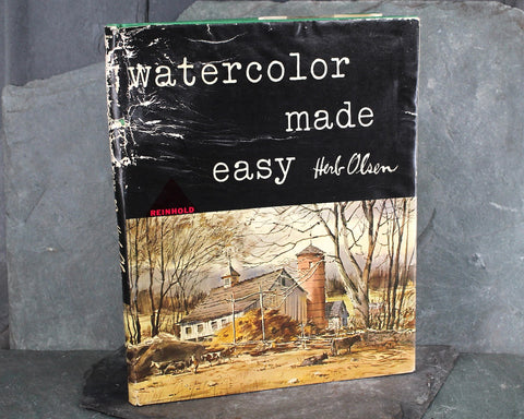 Watercolor Made Easy by Herb Olsen | 1965 | Fourth Printing | Vintage Watercolor Painting Instruction Book | Full-Color Illustrations