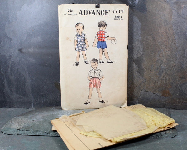 1950s Advance #6319 Toddler Boys Pattern | Size 1/Breast 20" | COMPLETE Cut Pattern in Original Envelope