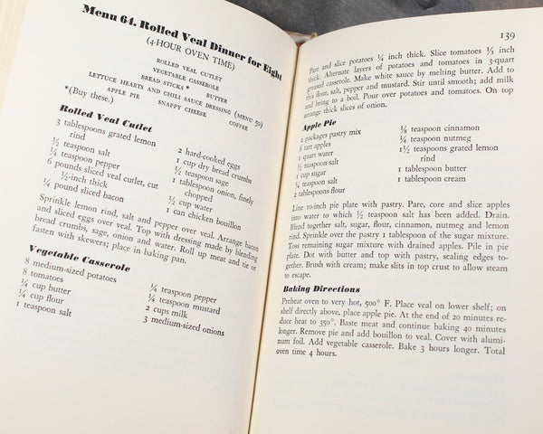 All-In-One Oven Meals - 100 Menus - 350 Recipes | Written by Ruth Bean | 1952 Mid Century Cookbook