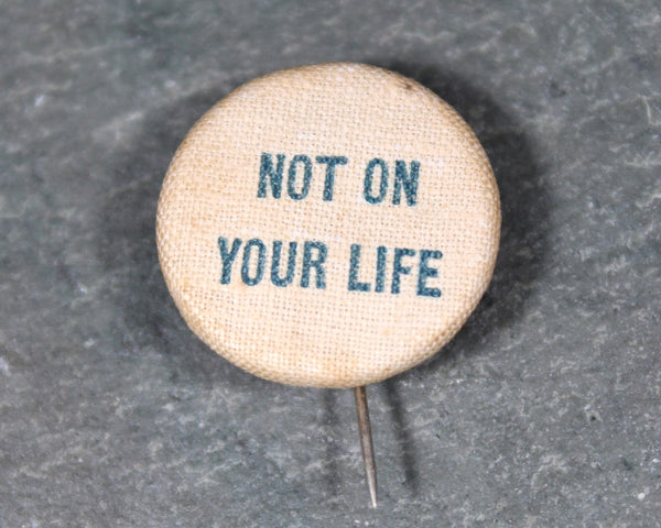 Antique Fabric Covered Pins with Sayings | Whimsical Buttons | Circa 1890s-1900s | Antique Buttons