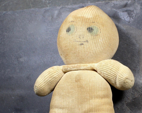 Antique Folk Art Sock Doll - Handmade - Hand Painted - Sock Doll Ghost - Spooky Kewpie for Halloween
