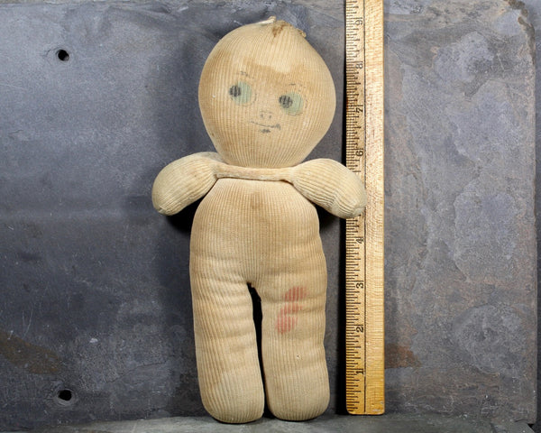 Antique Folk Art Sock Doll - Handmade - Hand Painted - Sock Doll Ghost - Spooky Kewpie for Halloween
