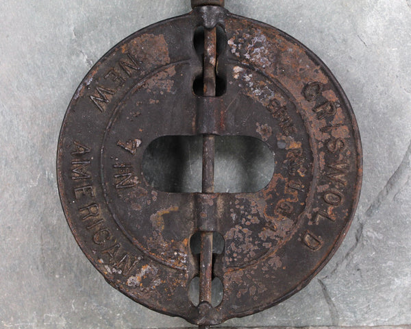Antique Griswold 7" Stove Pipe Damper with Reversible Steel Spindle | Antique Flue Damper for Cast Iron Stove | Circa 1920s/1930s