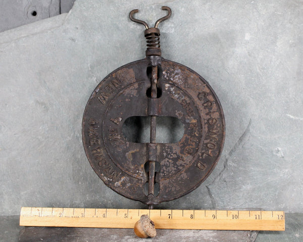 Antique Griswold 7" Stove Pipe Damper with Reversible Steel Spindle | Antique Flue Damper for Cast Iron Stove | Circa 1920s/1930s