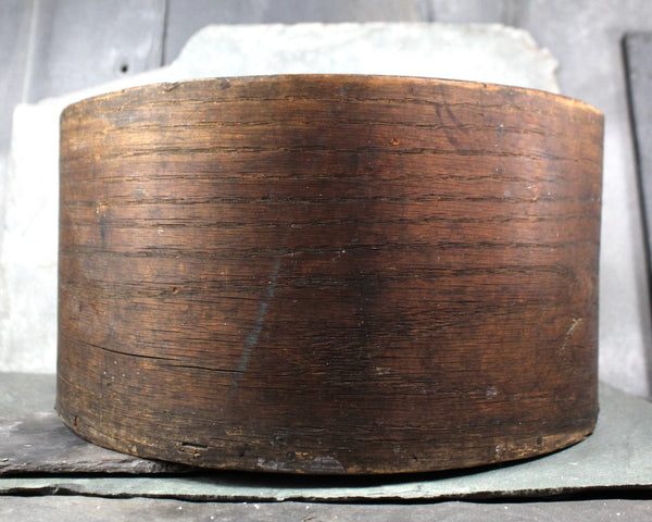 Antique Wooden Round Box | Hand Crafted Wooden Box | Hat Box Style Round Box | 11" Diameter