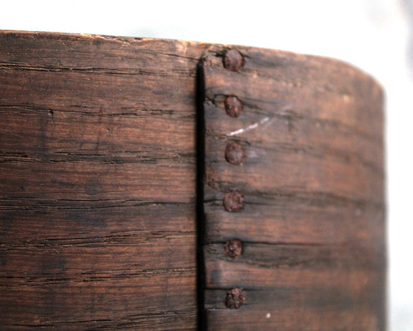 Antique Wooden Round Box | Hand Crafted Wooden Box | Hat Box Style Round Box | 11" Diameter