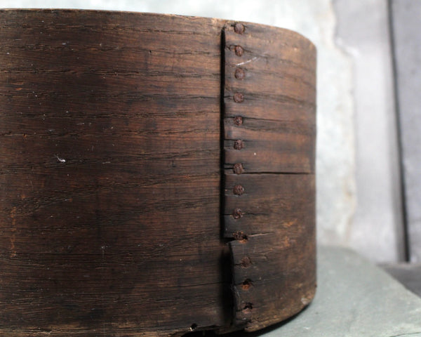 Antique Wooden Round Box | Hand Crafted Wooden Box | Hat Box Style Round Box | 11" Diameter