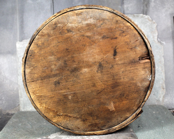 Antique Wooden Round Box | Hand Crafted Wooden Box | Hat Box Style Round Box | 11" Diameter