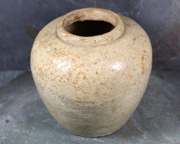 ANTIQUE Rough Earthenware Vase or Jar | American Pottery Folk Art | Hand Crafted and Glazed