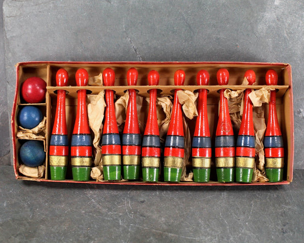 FOR TOY COLLECTORS! Antique Table Top Bowling Set | Made in Czechoslovakia | Wooden BowlingSet
