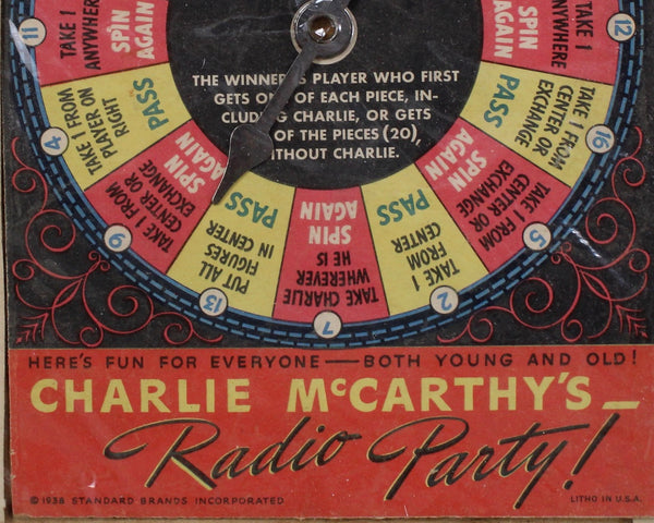 Charlie McCarthy's Radio Party Game | Chase and Sanborn Game | Classic Radio Series Game | Uncut Game Pieces