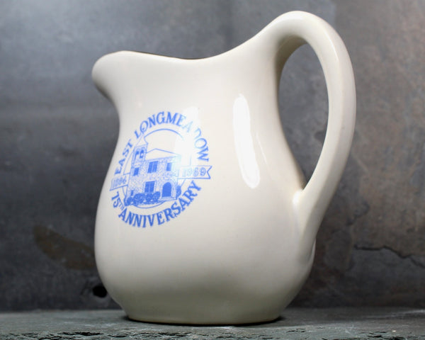 Vintage East Longmeadow, Massachusetts Souvenir Ceramic Pitcher | 1969 Commemorative Souvenir | Massachusetts Souvenir