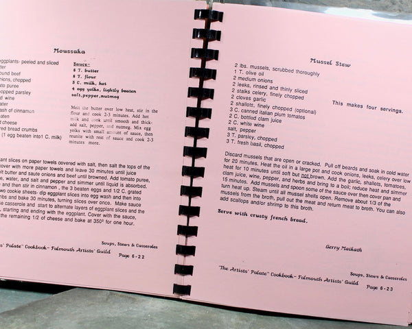 FALMOUTH, MASSACHUSETTS Artist's Palate Cookbook - 1996 Vintage Community Cookbook