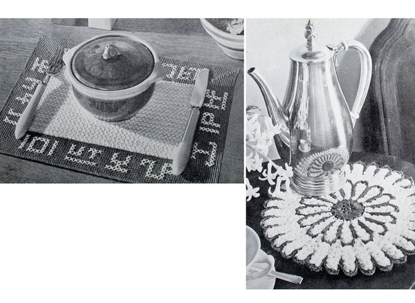Hot Plate Mats Crochet Pattern Book, Star Book No. The 70 by the American Thread Company, 1950