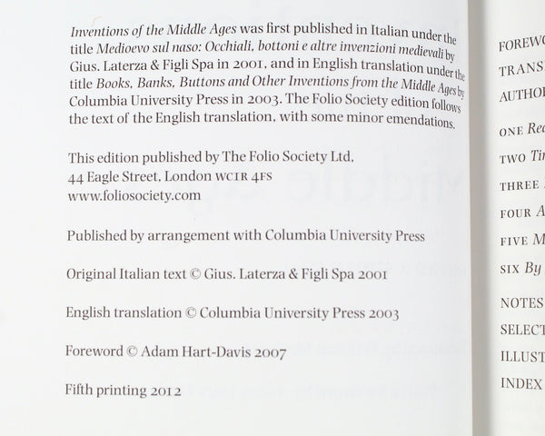 Inventions of the Middle Ages by Chiara Frugoni, 2012 History of Inventions | Translated into English