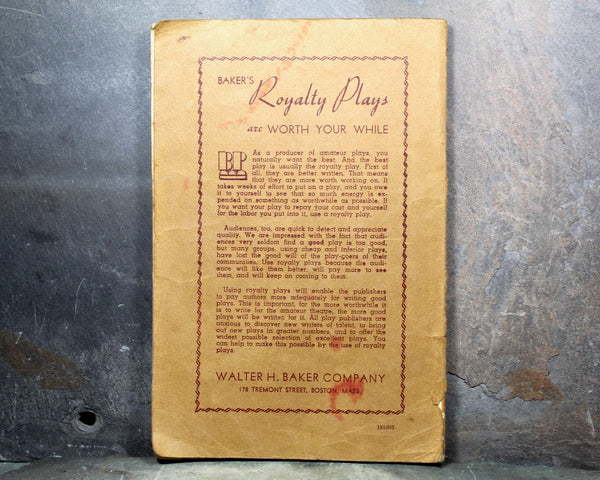 RARE! Jiminy Cricket: A Comedy in Three Acts by David Duncan, 1941 Theatrical Play published by Walter H. Baker Company