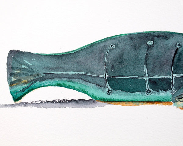 Watercolor Fish Original Art - Set of 2 Original Julia Blackbourn Watercolors - Emerald Fish - Unsigned Original Watercolors, UNFRAMED