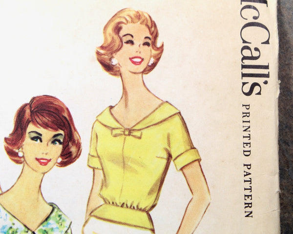 1960 McCall's Misses's Instant Blouse Pattern | Size 12/Bust 32" | Partially Cut & Factory Folded
