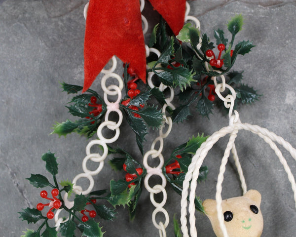Vintage Christmas Teddy Bear Mobile | Plastic Christmas Decoration | Dime Store Christmas | Mid-Century Teddy Bear Mobile