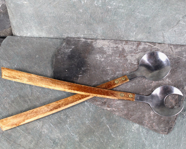 Mid-Century Danish Modern Serving Set | Moon Shaped Servers | Stainless Steel Serving Fork and Spoon | Mid-Century Kitchen