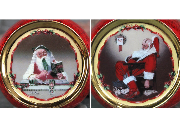Set of 9 Norman Rockwell Christmas Ornaments - Bradford Express 1998/1999 Classic Normal Rockwell Americana
