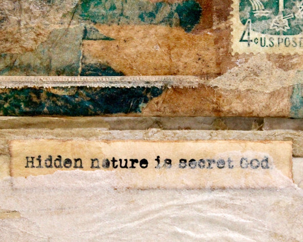 Original Mixed Media Collage - "Hidden Nature is Secret God" - Original Signed Art - Nature - Deer - Forest