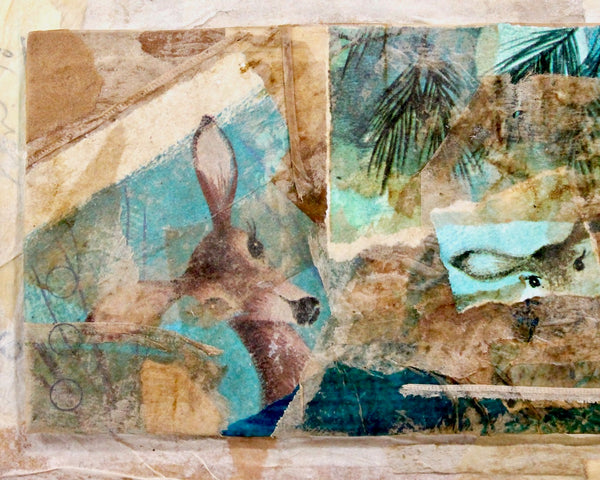 Original Mixed Media Collage - "Hidden Nature is Secret God" - Original Signed Art - Nature - Deer - Forest