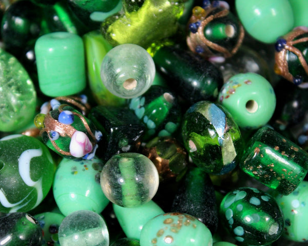 12 oz. Package of Red & Green Lampwork Beads | 6 oz. of Each Color | Beautiful Glass Beads for Jewelry Making or Christmas Projects