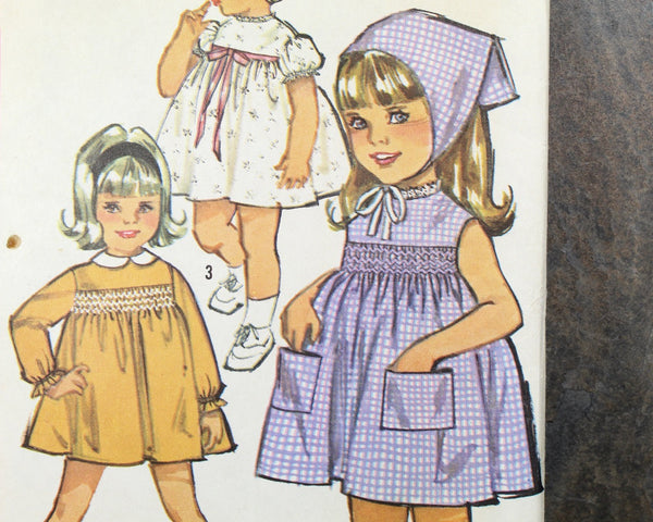 1964 Simplicity #5847 Toddler Girls Dress Pattern | Size 2 | Partially Cut & FACTORY FOLDED